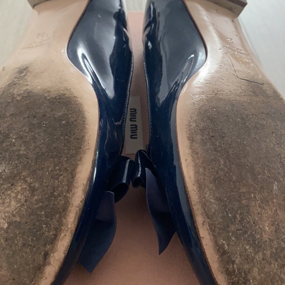 miu miu navy blue bow flats with crystal heels - Picture 4 of 4
